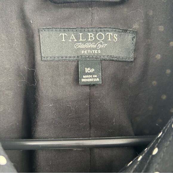 Talbots Black and White Polka Dot Blazer Size 16P Career Business Casual - Picture 4 of 5